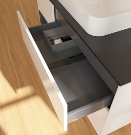 Тумба под раковину Villeroy & Boch Finion 120х50,1 см с подсветкой МДФ глянцевый белый лак/стекло черное матовое G702HGGF