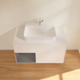 Тумба под раковину Villeroy & Boch Finion 100х50,1 см с подсветкой МДФ белый матовый лак/стекло белое матовое G361GKMT