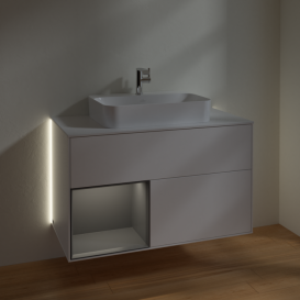 Тумба под раковину Villeroy & Boch Finion 100х50,1 см с подсветкой МДФ белый матовый лак/стекло белое матовое G361GKMT
