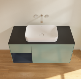 Тумба под раковину Villeroy & Boch Finion 120х50,1 см с подсветкой МДФ оливковый матовый лак/стекло черное матовое G702HGGM