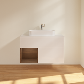 Тумба под раковину Villeroy & Boch Finion 100х50,1 см с подсветкой МДФ глянцевый белый лак/стекло белое матовое G361GNGF