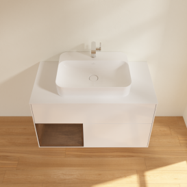 Тумба под раковину Villeroy & Boch Finion 100х50,1 см с подсветкой МДФ глянцевый белый лак/стекло белое матовое G361GNGF