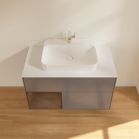 Тумба под раковину Villeroy & Boch Finion 100х50,1 см с подсветкой МДФ антрацит матовый лак/стекло белое матовое G361GNGK