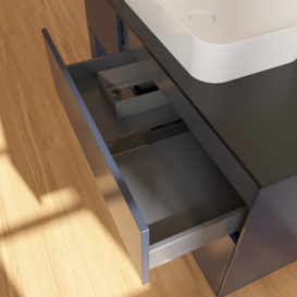 Тумба под раковину Villeroy & Boch Finion 120х50,1 см с подсветкой МДФ темно-синий матовый лак/стекло черное матовое G702HGHG