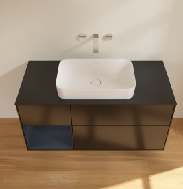 Тумба под раковину Villeroy & Boch Finion 120х50,1 см с подсветкой МДФ черный матовый лак/стекло черное матовое G702HGPD