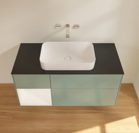 Тумба под раковину Villeroy & Boch Finion 120х50,1 см с подсветкой МДФ оливковый матовый лак/стекло черное матовое G702MTGM