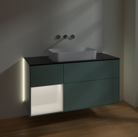 Тумба под раковину Villeroy & Boch Finion 120х50,1 см с подсветкой МДФ оливковый матовый лак/стекло черное матовое G702MTGM