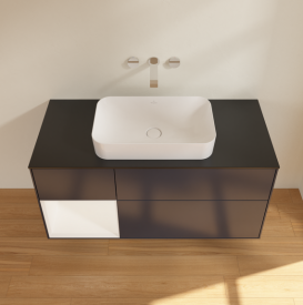 Тумба под раковину Villeroy & Boch Finion 120х50,1 см с подсветкой МДФ темно-синий матовый лак/стекло черное матовое G702MTHG