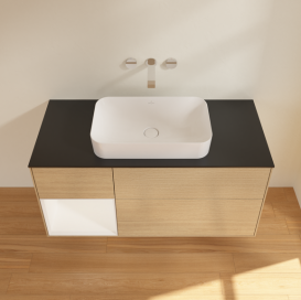 Тумба под раковину Villeroy & Boch Finion 120х50,1 см с подсветкой МДФ шпон дуба/стекло черное матовое G702MTPC