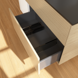 Тумба под раковину Villeroy & Boch Finion 120х50,1 см с подсветкой МДФ шпон дуба/стекло черное матовое G702MTPC