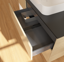 Тумба под раковину Villeroy & Boch Finion 120х50,1 см с подсветкой МДФ шпон дуба/стекло черное матовое G702MTPC