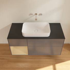 Тумба под раковину Villeroy & Boch Finion 120х50,1 см с подсветкой МДФ антрацит матовый лак/стекло черное матовое G702PCGK