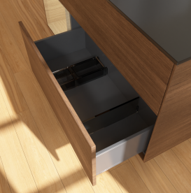 Тумба под раковину Villeroy & Boch Finion 120х50,1 см с подсветкой МДФ шпон грецкого ореха/стекло черное матовое G702PCGN