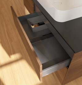 Тумба под раковину Villeroy & Boch Finion 120х50,1 см с подсветкой МДФ шпон грецкого ореха/стекло черное матовое G702PCGN