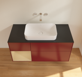 Тумба под раковину Villeroy & Boch Finion 120х50,1 см с подсветкой МДФ пион матовый лак/стекло черное матовое G702PCHB