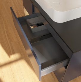 Тумба под раковину Villeroy & Boch Finion 120х50,1 см с подсветкой МДФ темно-синий матовый лак/стекло черное матовое G702PCHG