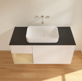 Тумба под раковину Villeroy & Boch Finion 120х50,1 см с подсветкой МДФ белый матовый лак/стекло черное матовое G702PCMT