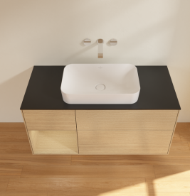 Тумба под раковину Villeroy & Boch Finion 120х50,1 см с подсветкой МДФ шпон дуба/стекло черное матовое G702PCPC