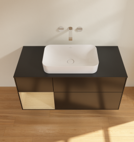 Тумба под раковину Villeroy & Boch Finion 120х50,1 см с подсветкой МДФ черный матовый лак/стекло черное матовое G702PCPD