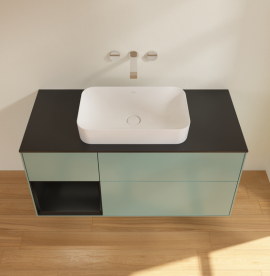 Тумба под раковину Villeroy & Boch Finion 120х50,1 см с подсветкой МДФ оливковый матовый лак/стекло черное матовое G702PDGM