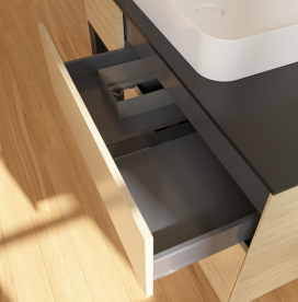 Тумба под раковину Villeroy & Boch Finion 120х50,1 см с подсветкой МДФ шпон дуба/стекло черное матовое G702PDPC