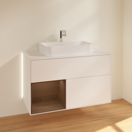 Тумба под раковину Villeroy & Boch Finion 100х50,1 см с подсветкой МДФ белый матовый лак/стекло белое матовое G361GNMT