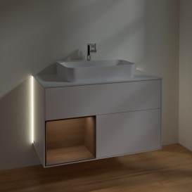 Тумба под раковину Villeroy & Boch Finion 100х50,1 см с подсветкой МДФ белый матовый лак/стекло белое матовое G361GNMT