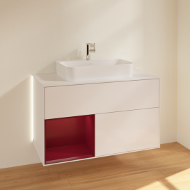 Тумба под раковину Villeroy & Boch Finion 100х50,1 см с подсветкой МДФ глянцевый белый лак/стекло белое матовое G361HBGF