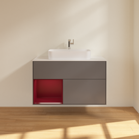 Тумба под раковину Villeroy & Boch Finion 100х50,1 см с подсветкой МДФ антрацит матовый лак/стекло белое матовое G361HBGK