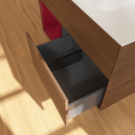 Тумба под раковину Villeroy & Boch Finion 100х50,1 см с подсветкой МДФ шпон грецкого ореха/стекло белое матовое G361HBGN