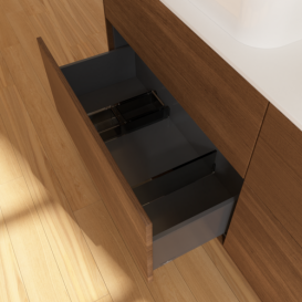 Тумба под раковину Villeroy & Boch Finion 160х50,1 см МДФ шпон грецкого ореха/стекло белое матовое F72100GN