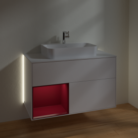 Тумба под раковину Villeroy & Boch Finion 100х50,1 см с подсветкой МДФ белый матовый лак/стекло белое матовое G361HBMT