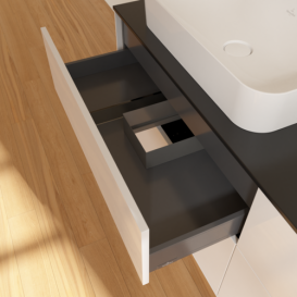 Тумба под раковину Villeroy & Boch Finion 160х50,1 см МДФ глянцевый белый лак/стекло черное матовое F72200GF