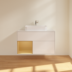 Тумба под раковину Villeroy & Boch Finion 100х50,1 см с подсветкой МДФ глянцевый белый лак/стекло белое матовое G361HFGF