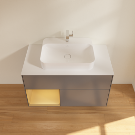 Тумба под раковину Villeroy & Boch Finion 100х50,1 см с подсветкой МДФ антрацит матовый лак/стекло белое матовое G361HFGK