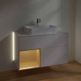 Тумба под раковину Villeroy & Boch Finion 100х50,1 см с подсветкой МДФ белый матовый лак/стекло белое матовое G361HFMT