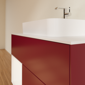 Тумба под раковину Villeroy & Boch Finion 100х50,1 см с подсветкой МДФ пион матовый лак/стекло белое матовое G361MTHB