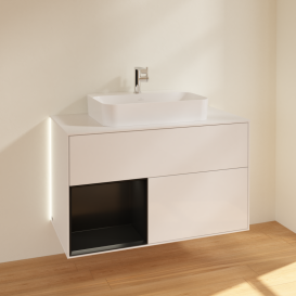 Тумба под раковину Villeroy & Boch Finion 100х50,1 см с подсветкой МДФ глянцевый белый лак/стекло белое матовое G361PDGF