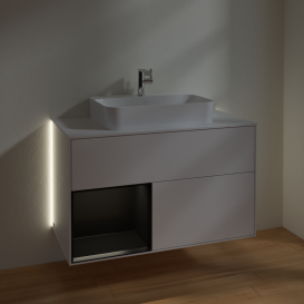 Тумба под раковину Villeroy & Boch Finion 100х50,1 см с подсветкой МДФ глянцевый белый лак/стекло белое матовое G361PDGF