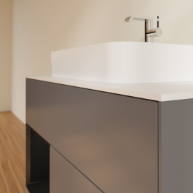 Тумба под раковину Villeroy & Boch Finion 100х50,1 см с подсветкой МДФ антрацит матовый лак/стекло белое матовое G361PDGK