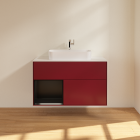 Тумба под раковину Villeroy & Boch Finion 100х50,1 см с подсветкой МДФ пион матовый лак/стекло белое матовое G361PDHB