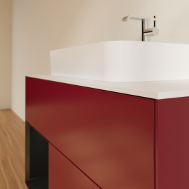 Тумба под раковину Villeroy & Boch Finion 100х50,1 см с подсветкой МДФ пион матовый лак/стекло белое матовое G361PDHB