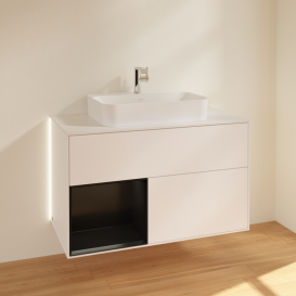 Тумба под раковину Villeroy & Boch Finion 100х50,1 см с подсветкой МДФ белый матовый лак/стекло белое матовое G361PDMT