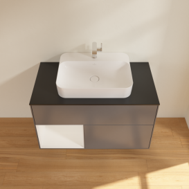 Тумба под раковину Villeroy & Boch Finion 100х50,1 см с подсветкой МДФ антрацит матовый лак/стекло черное матовое G362GFGK