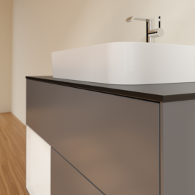 Тумба под раковину Villeroy & Boch Finion 100х50,1 см с подсветкой МДФ антрацит матовый лак/стекло черное матовое G362GFGK