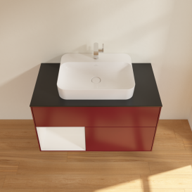 Тумба под раковину Villeroy & Boch Finion 100х50,1 см с подсветкой МДФ пион матовый лак/стекло белое матовое G362GFHB