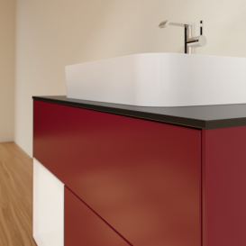 Тумба под раковину Villeroy & Boch Finion 100х50,1 см с подсветкой МДФ пион матовый лак/стекло белое матовое G362GFHB