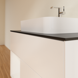 Тумба под раковину Villeroy & Boch Finion 100х50,1 см с подсветкой МДФ белый матовый лак/стекло черное матовое G362GFMT