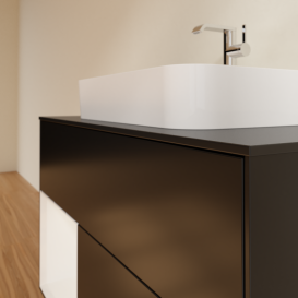 Тумба под раковину Villeroy & Boch Finion 100х50,1 см с подсветкой МДФ черный матовый лак/стекло черное матовое G362GFPD