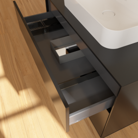 Тумба под раковину Villeroy & Boch Finion 100х50,1 см с подсветкой МДФ черный матовый лак/стекло черное матовое G362GFPD